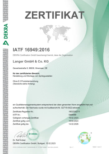 2023 Zertifikat IATF 16949 2016
